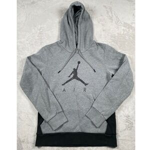Jordan Jumpman Air Kids Hoodie Gray Black Colorblock Fleece Pullover Size Small